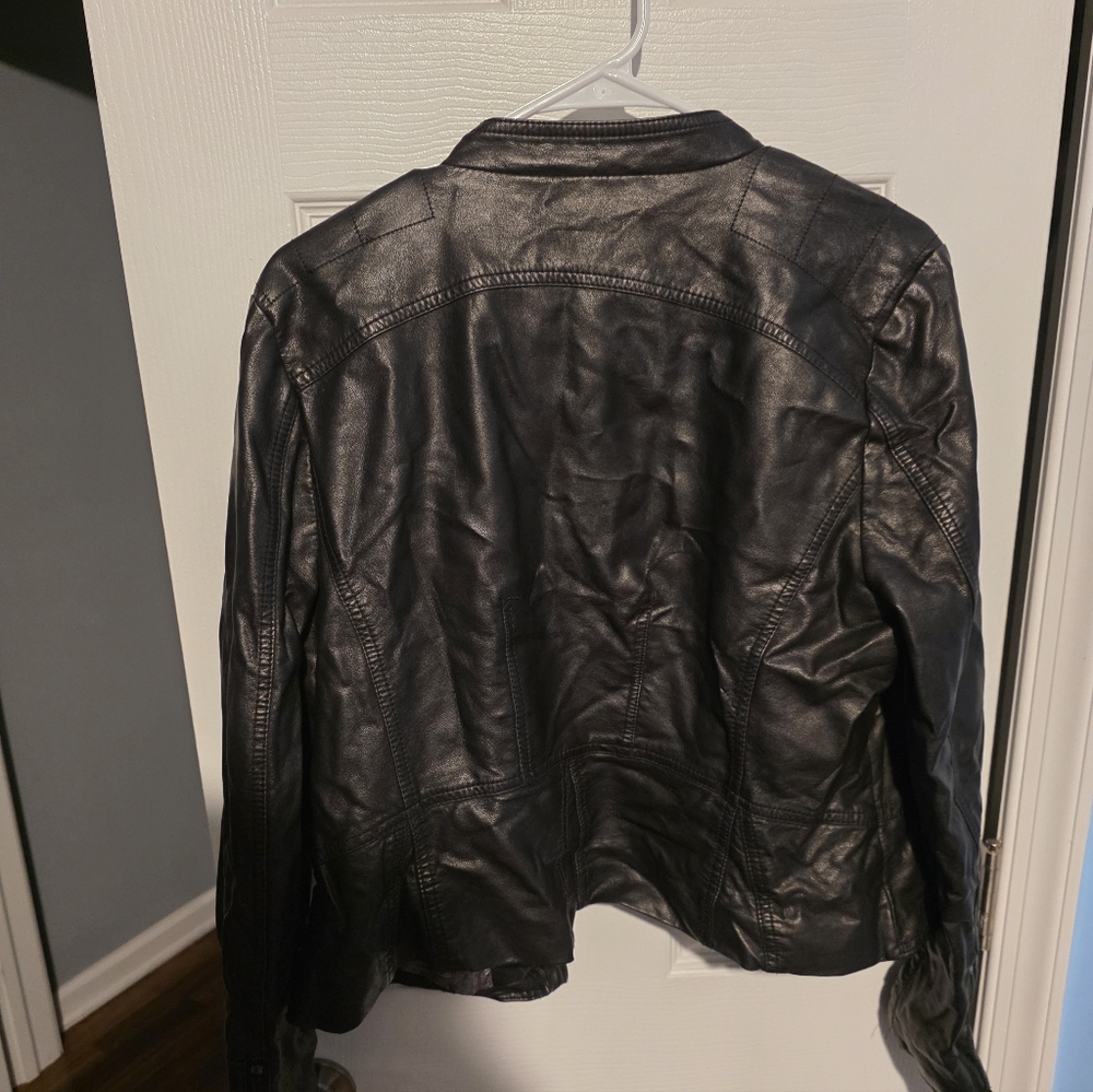 Black Rivet Faux Leather Jacket - Picture 4 of 5